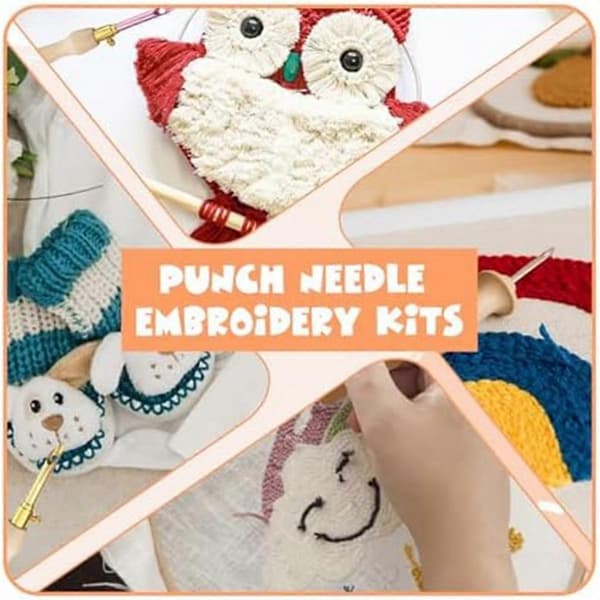 [RM]35-Piece Punch Needle Kit, Punch Needle Tools Adjustable Punch Needle Embroidery Kit for Embroidery Yarn Sewing Beginners