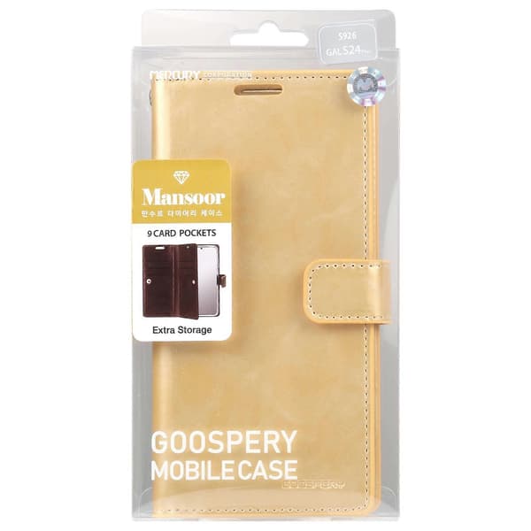 GOOSPERY MANSOOR DIARY Läderfodral med 9 kortfack Gold For Samsung Galaxy S24+ 5G