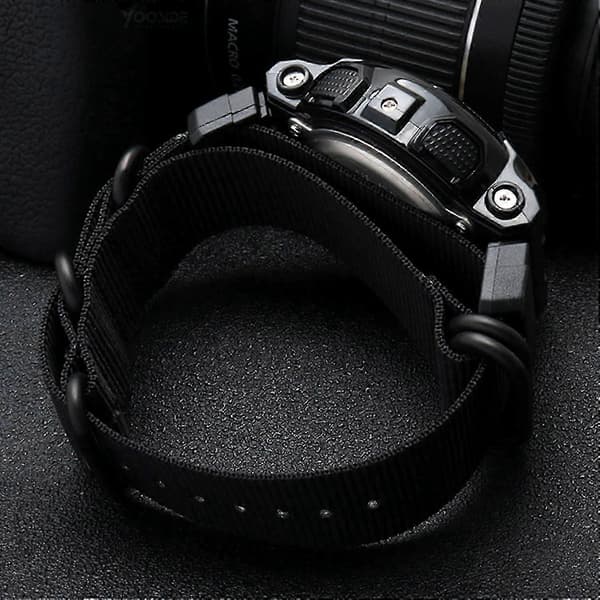 Justerbar nylonrem til G-SHOCK DW-6900 med spænde i rustfrit stål black