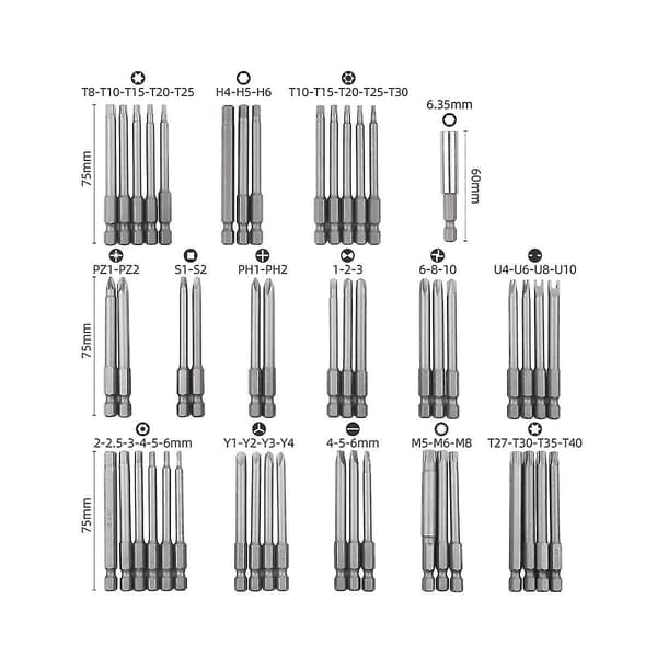 Sikkerhetsbitssett Skrutrekkerbits 1/4 Skrutrekkerbits Langt Sett Torx Flat Head Hex Driver Bits For H