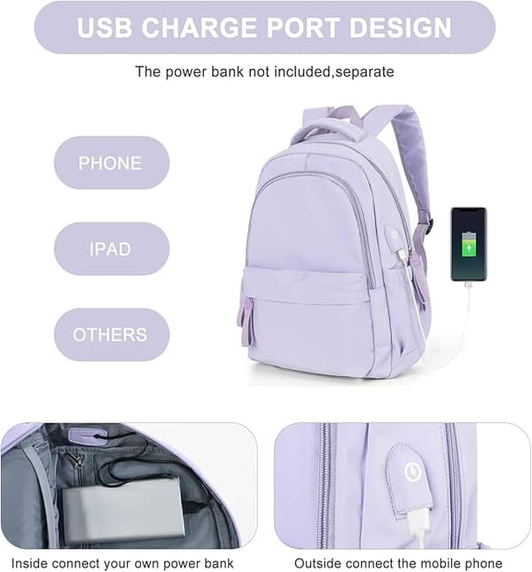 [RM]New Laptop Backpack, Waterproof Laptop Backpack with 19 Inch School Bag with USB Charging purple