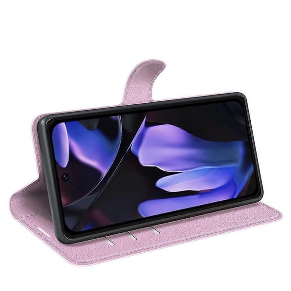 [RM] Litchi læder-telefonetui til Google Pixel 9a Pink For Google Pixel 9a