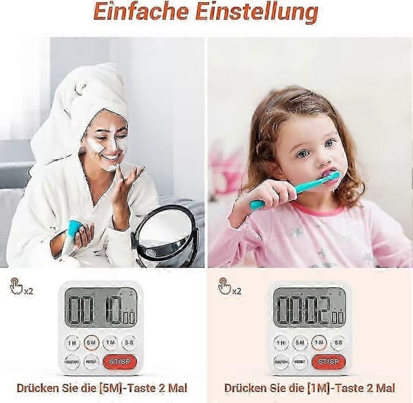 Digital magnetisk stopur timer med ur, magnet, 3-niveau lydstyrke, LCD-display [MI]