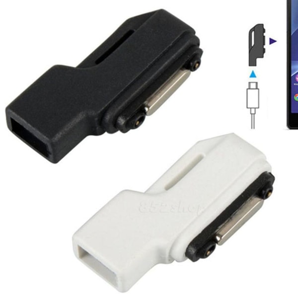 Micro USB till magnetisk laddare adapter för Sony Xperia Z1 Z2 Z3 kompakt vit