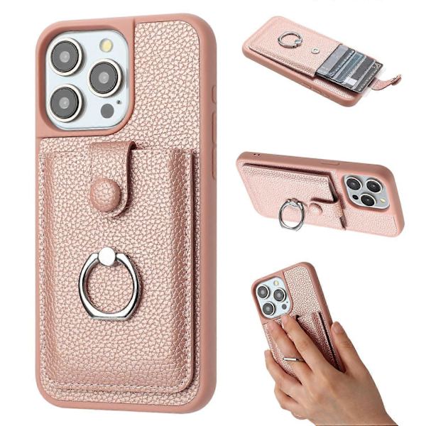[RM]For iPhone 15 Pro Case Drawing Type Card Slots Leather Back with Ring Stand Multicolor Multicolor Style B