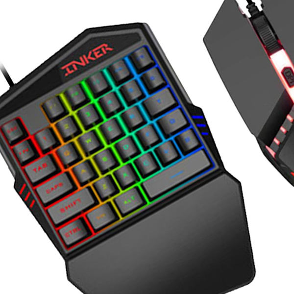 Bakgrundsbelyst enhands Gaming Tangentbord Mus Kylställ Tangentbord + Mus