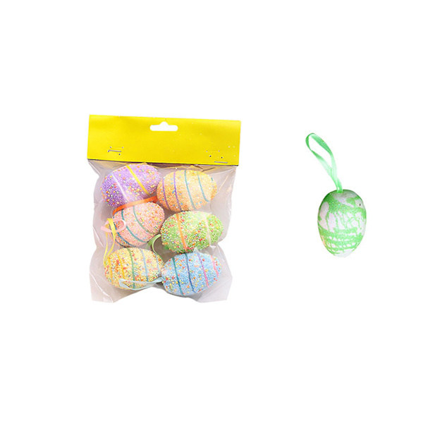 6 st Färgglada Målade Påskägg Hängande Ornament för DIY Hantverk Heminredning Nya D