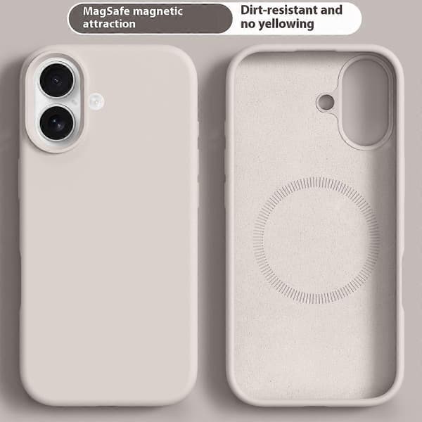 [RM] Til iPhone 17 Cover kompatibelt med MagSafe Flydende Silikone PC Telefoncover White Antique White
