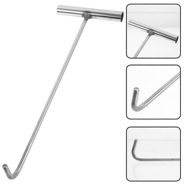[RM]Vattenbrunnslockskrok Rostfritt Stål 38Cm Längd T-formad För Att Dra Ramar 1Set
