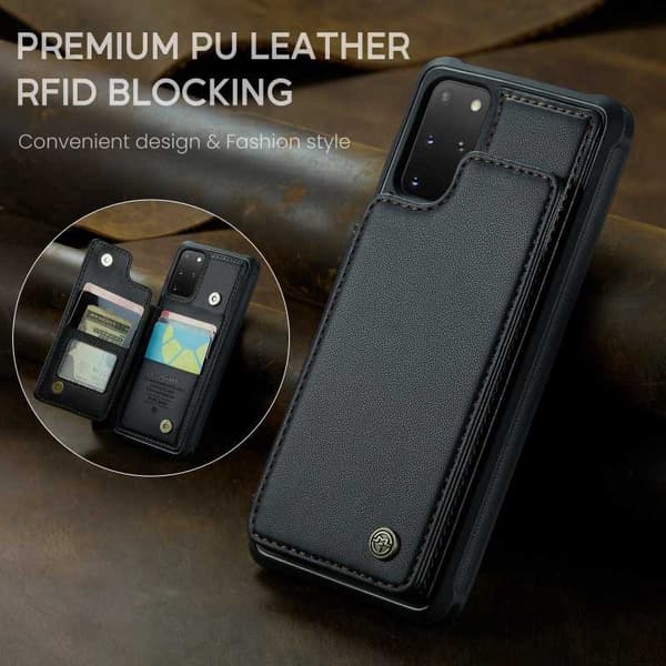 CaseMe Stødsikkert Cover Kortholder Stativ 4-Rum Samsung S20 Sort