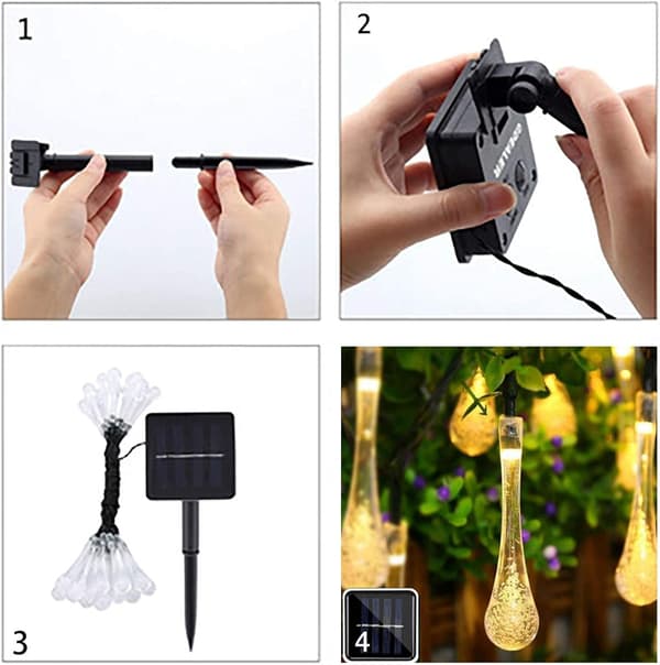 [RM]Solcelledrevne lysslynger, 50 LED 7M Solcelle Vanndråpe Lys, ZQKLA