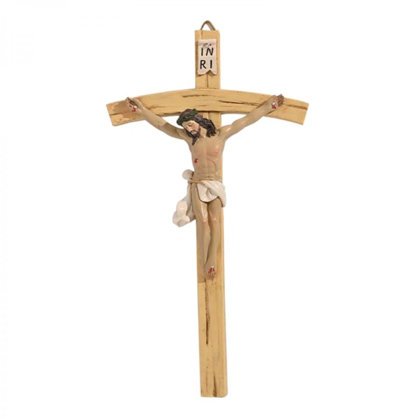 Liten 8,7 tum INRI Jesus Kristus korsfäst på korsväggen Hängande krucifix Korsplakett Kristen katolsk snideri Dekorplakett Religiös