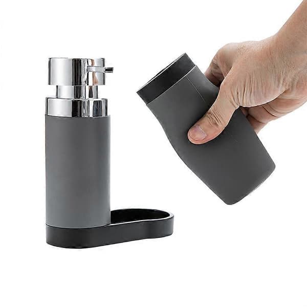 Vaskestation, opvaskemiddeldispenser og flydende sæbedispenser, Kapacitet 250 ml, Plast - Silikone, 19x11x23 cm, grå