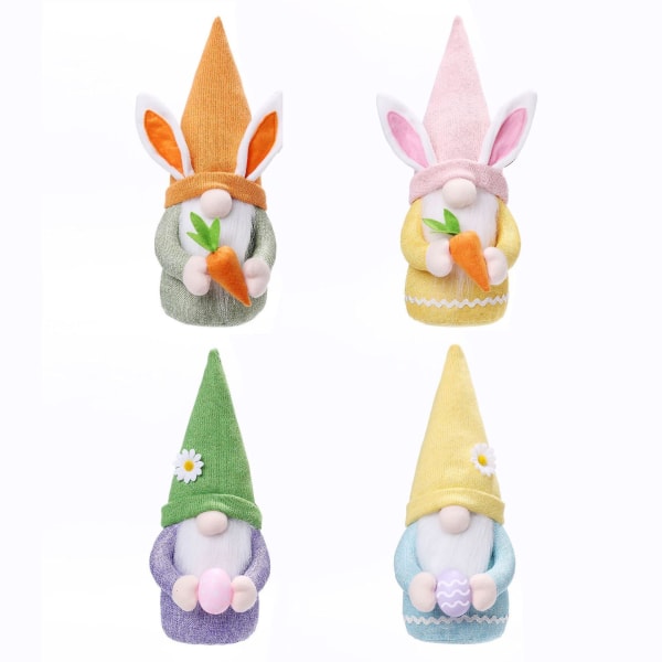 2 Stycken Påskhare Ornament Handgjorda Vår Påsk Tomte Plyschdocka Påsk Heminredning green orange