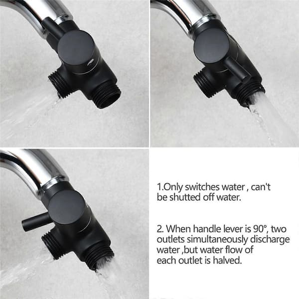 til T-formet messing brusearm-omleder til kreativ husholdning 3-vejs omleder universaladapterstik til vinkel til Va Drawing