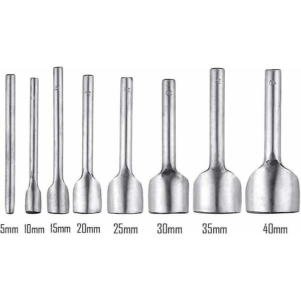 8 st. halvrund läderstans, fin läderstans för DIY-hantverk, 5–40 mm