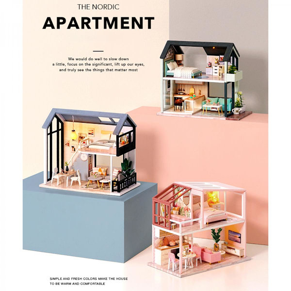 1/24 Skala DIY Trä Dockhus Miniatyr Dockhus Möbler Kit Stil3