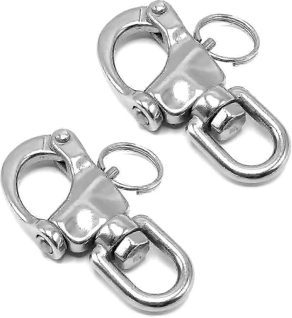 2 STK Svingbart Øye Snap Sjakkel Hurtigutløser Rigging Seilbåt 316 Rustfritt Stål Marine Klips (Sølv)