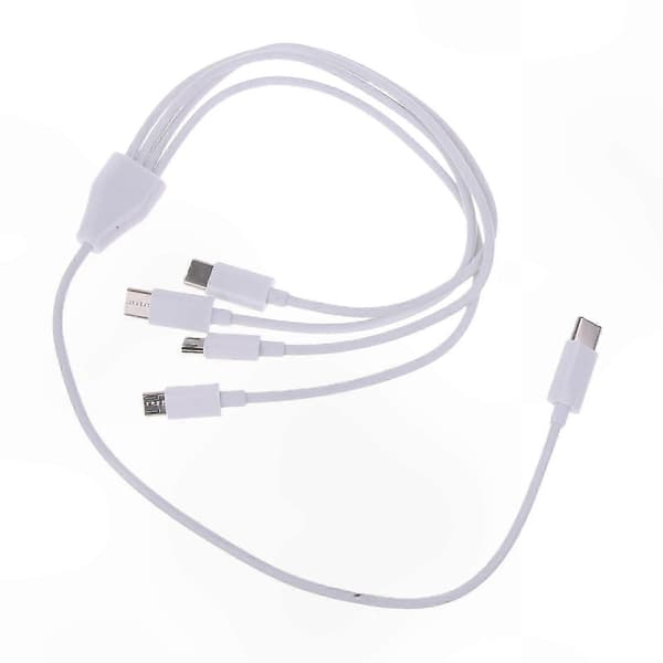 Hvid 4-i-1 USB C-opladerkabel med Micro USB-stik til telefon- og tablet-enheder Black