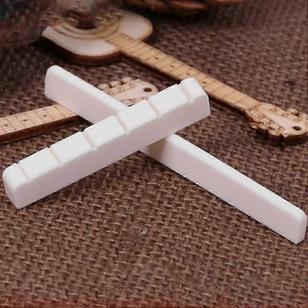 Replacement Bridge and Saddle Parts for Classical Guitar in Bone, 80mm - 52mm, for 6-String Acoustic Guitar