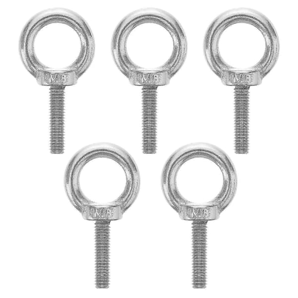 Glatt gjengeoverflate øyebolt M8x30 Byggeløftemaskiner 5 stk Silver