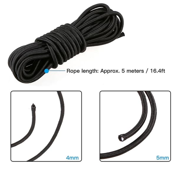 5 meter 4mm/5mm elastiskt bungee-rep för kajakbåt