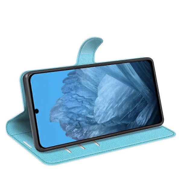 [RM] Litchi læder-telefonetui til Google Pixel 9 / 9 Pro Blue For Google Pixel 9 / 9 Pro