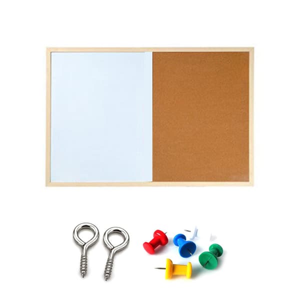 Reusable Wood Cork Combination Whiteboard Magnetic Hanging Message Board for Office Restaurant