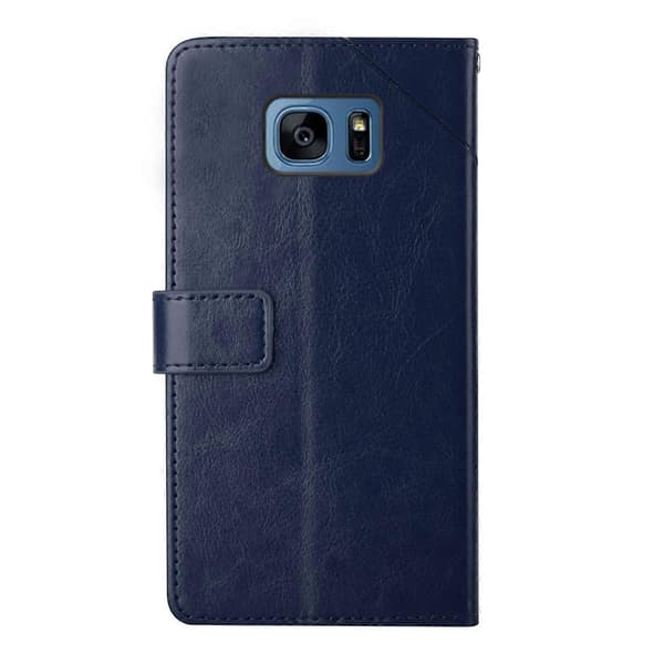 Horisontellt läderfodral med Y-sömmar för Samsung Galaxy S7 Edge Blue