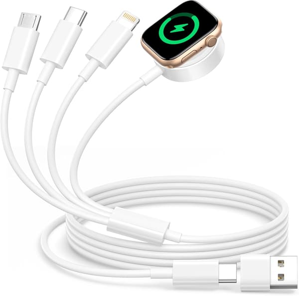 4-i-2-oplader til Apple Watch, multioplader Apple Watch og iPhone iWatch magnetisk oplader Apple Watch opladerkabel