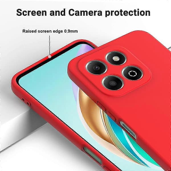 [RM] Stöttåligt mobilskal i flytande silikon med enfärgad design Red For Honor X6b 4G