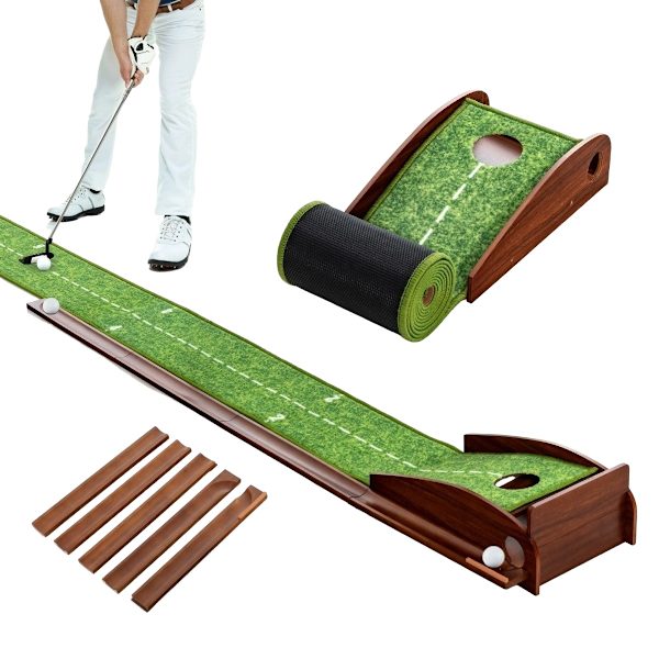 [RM]Golf Putting Mat with Automatic Ball Return, 1 Hole, 3 Balls 3300