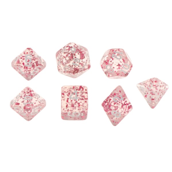 7-delars Polyedriskt Akryl Tärningsset, Brädspel, Transparent Rosa