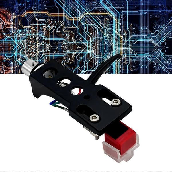 AT3600L Stylus+Universal Pladespiller Headshell Kit Universal Phono Pickup Montering til LP Vinyl Pladespiller B Black & red