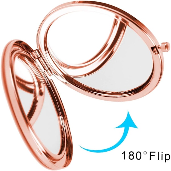Kompakt Förstoringsspegel För Handväskor, Vikbar Mini Dubbelsidig Resesminkspegel, Perfekt För Handväska, Ficka Och Resor Rose Gold