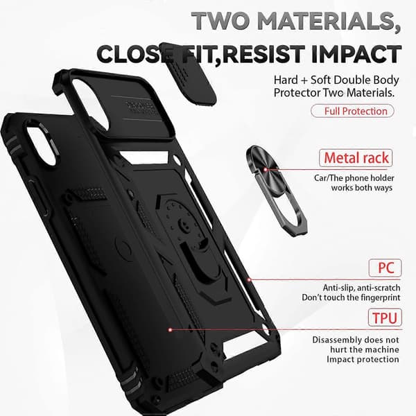 För iPhone XR Skjutbart Kameraskydd Hållare Telefonfodral