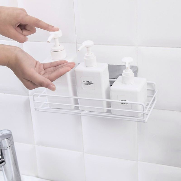 Duschkorg Hylla, Duschhylla Utan Borrning, Självhäftande Badrumshylla, Duschhylla Vägg Hylla Rektangel För Badrum Och Kök White