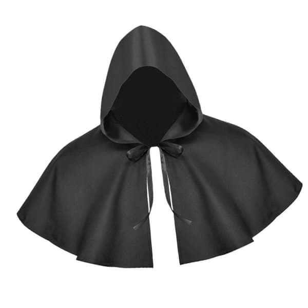 Halloween kappe Cosplay Dødskappe Hætte Sjal Middelalderlig Hætteklædt Kappe Hat Sort Black