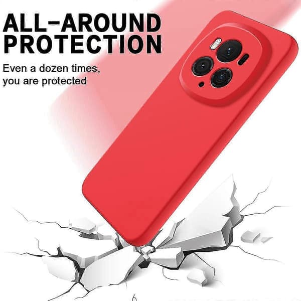 [RM] Stöttåligt mobilskal i flytande silikon med enfärgad design Red For Honor Magic6 Pro
