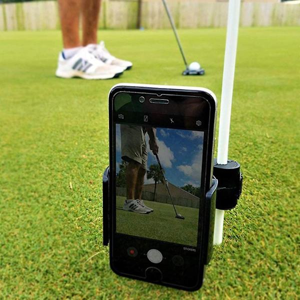 [RM] Golftelefonholder til svingoptagelse, træningsudstyr Black