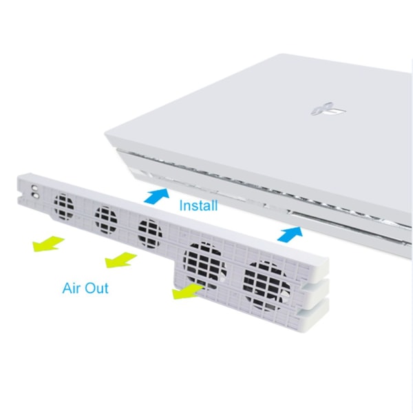 Bärbar USB Extern Kylare 5 Turbo Fläktar Kylfläkt för PS4 Pro Vit