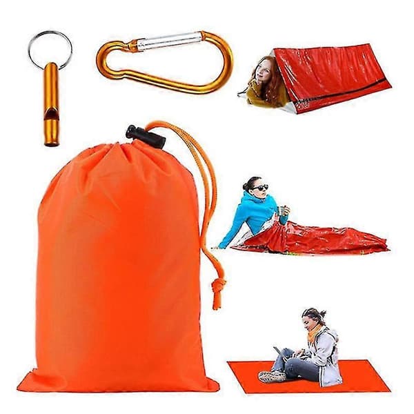 2 st nödsovsäckar överlevnadssovsäckar nödfilt utomhuscamping Orange