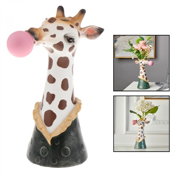 Djurhuvud Resin Torkad Blomma Vas Planteringskruka Kontorsskrivbord Ornament Björn