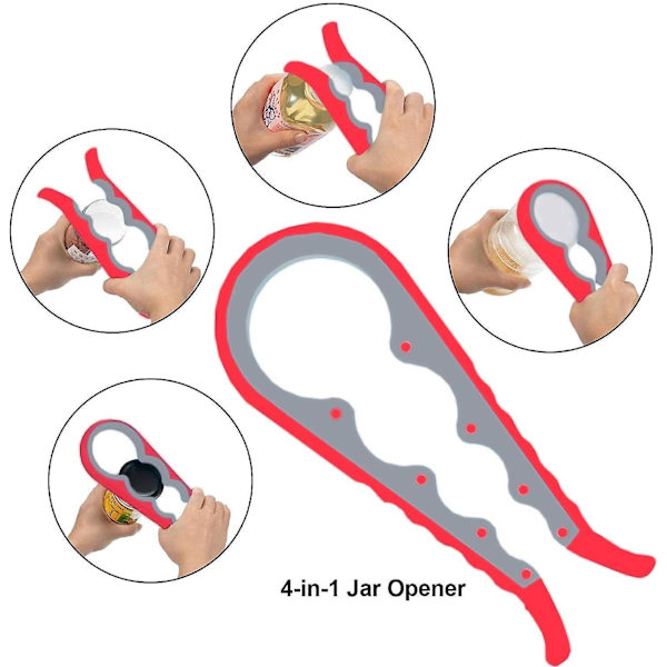 Ergonomisk Multifunktionell Flaska, Burk, Kapsylöppnare - Burköppnare, Köksredskap - Lätt att Öppna Svåra Burkar, Lämplig för Barn Äldre Artrit &