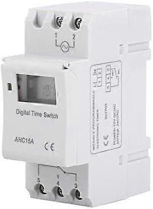Veckovis, reläbrytare, digital timer, LCD-display, digital veckotimer med programmering, programmerbar digital timer för DIN-skena (THC15A 12V)