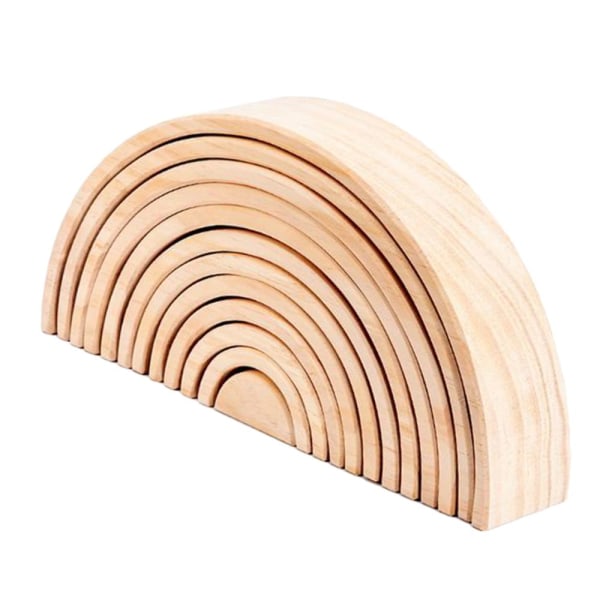 12x Trä Regnbåge Klossar Båge Stapling Nesting Barn Hand-öga Pussel Leksak B