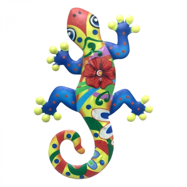 Metall Hang Gecko Lizard Väggdekor För Hemträdgård Uteplats Staket Dekor Röd