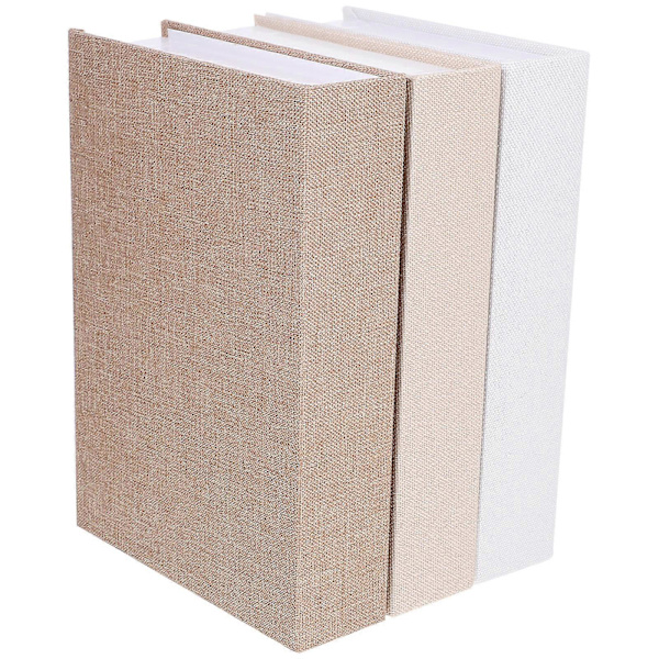 [RM]Faux Book Box Decorative Book Boxes Linen Material Storage Solutions Beige Decoration 3pcs