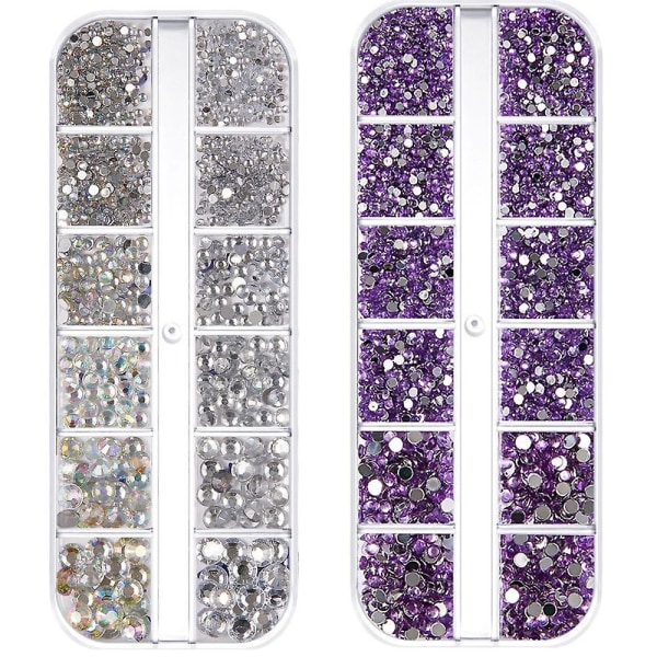 Crystal Round Nail Art, platta ryggar Akryl Rhinestones Gems style 7