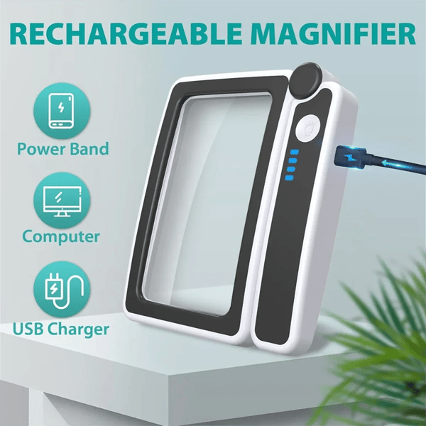 [RM]4X Large Magnifying Glass with Light for Reading Illuminated Magnifier with 10 LED Foldable Handheld Magnifiers for Seniors